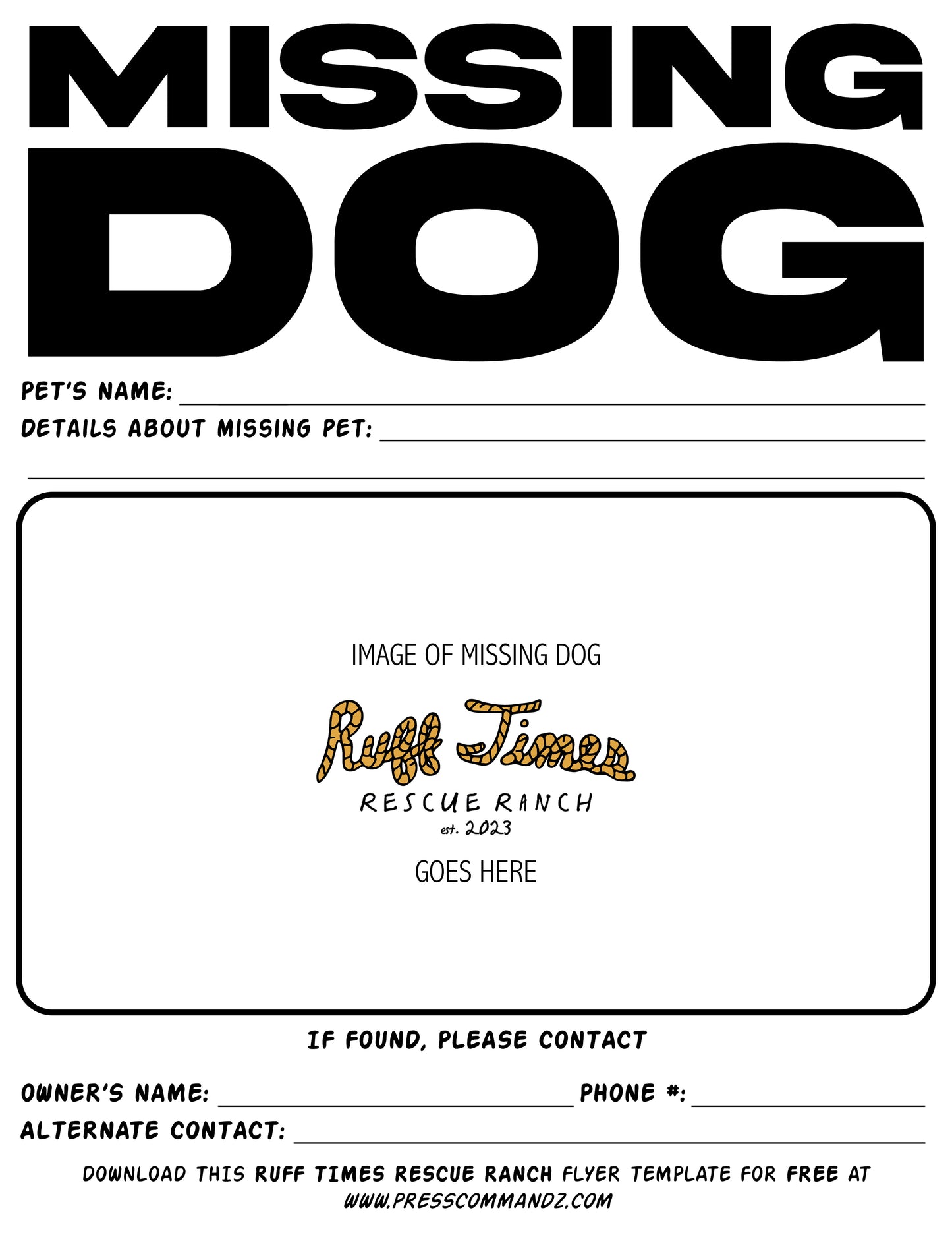 LOST DOG + MISSING DOG POSTER TEMPLATES